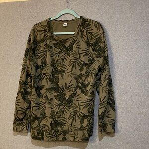 Old Navy Olive Leaf Pattern Top
